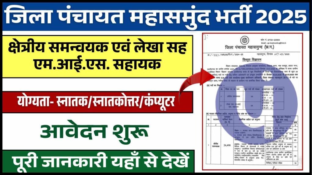Zila Panchayat Mahasamund Recruitment 2025