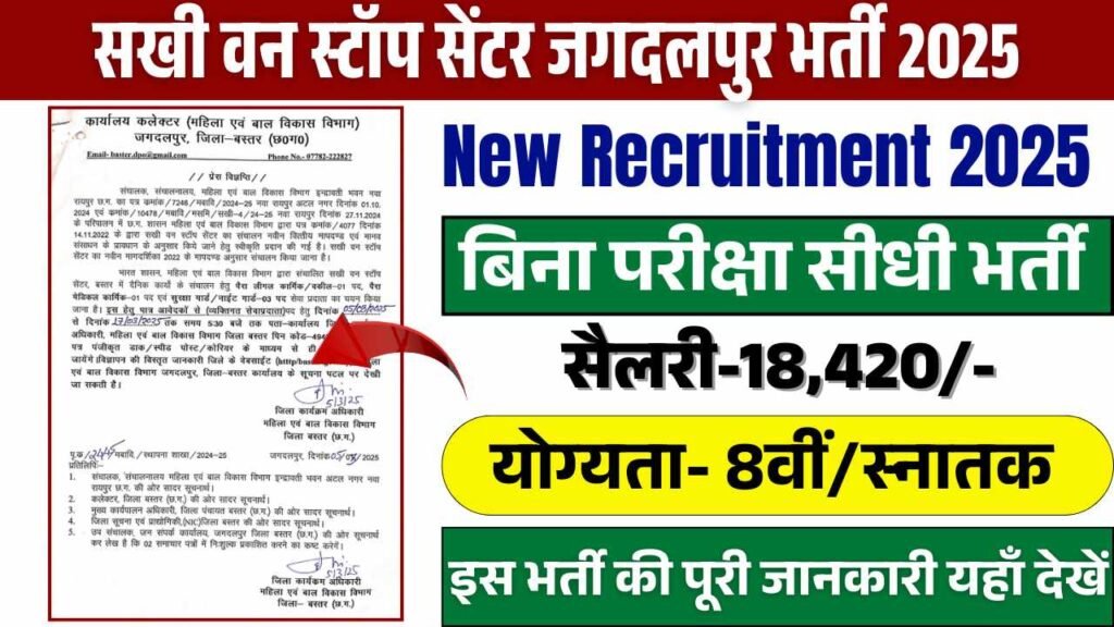 Sakhi One Stop Center Jagdalpur Recruitment 2025