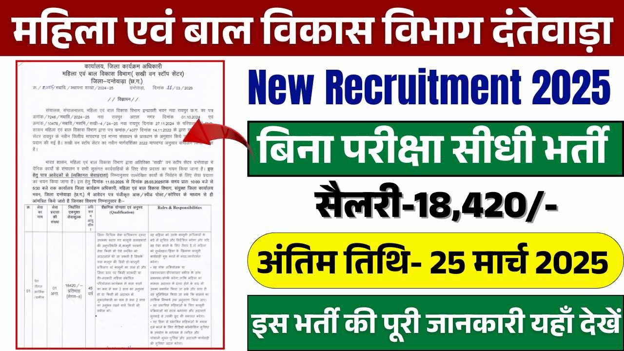 Dantewada Mahila Bal Vikas Vibhag Vacancy 2025